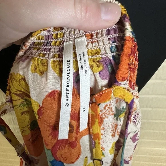 Anthropologie Floral Sleeveless Smocked Tank Top Size XS Adjustable Summer - Picture 4 of 5